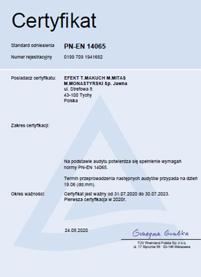 Certyfikat TÜV Rheinland